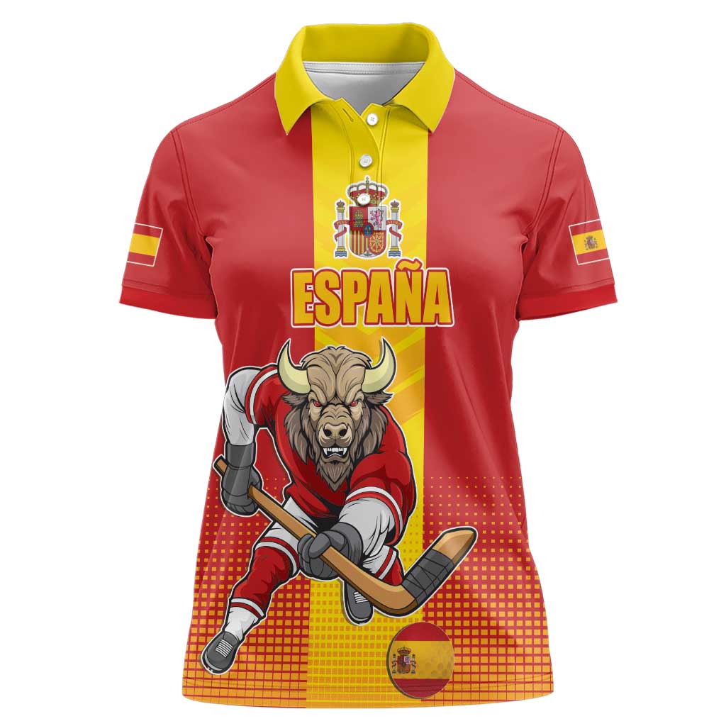 Custom Spain Field Hockey Women Polo Shirt Sporty Style with Bull Mascot