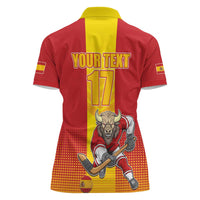 Custom Spain Field Hockey Women Polo Shirt Sporty Style with Bull Mascot