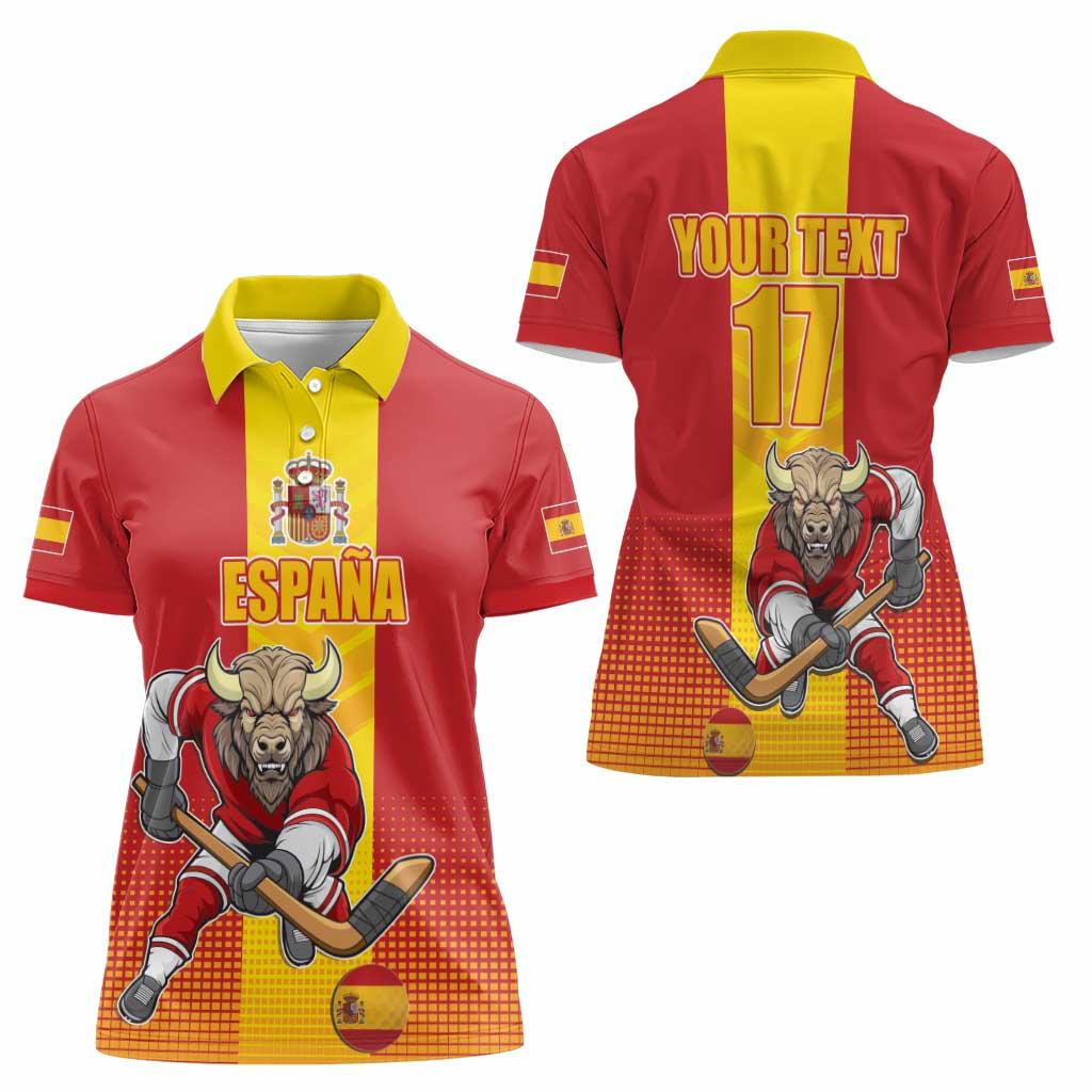 Custom Spain Field Hockey Women Polo Shirt Sporty Style with Bull Mascot