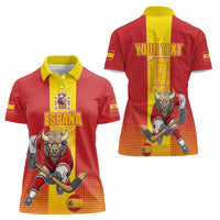 Custom Spain Field Hockey Women Polo Shirt Sporty Style with Bull Mascot