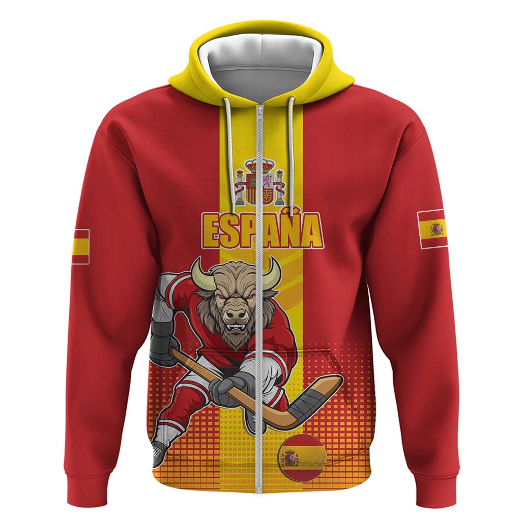 Custom Spain Field Hockey Zip Hoodie Sporty Style with Bull Mascot