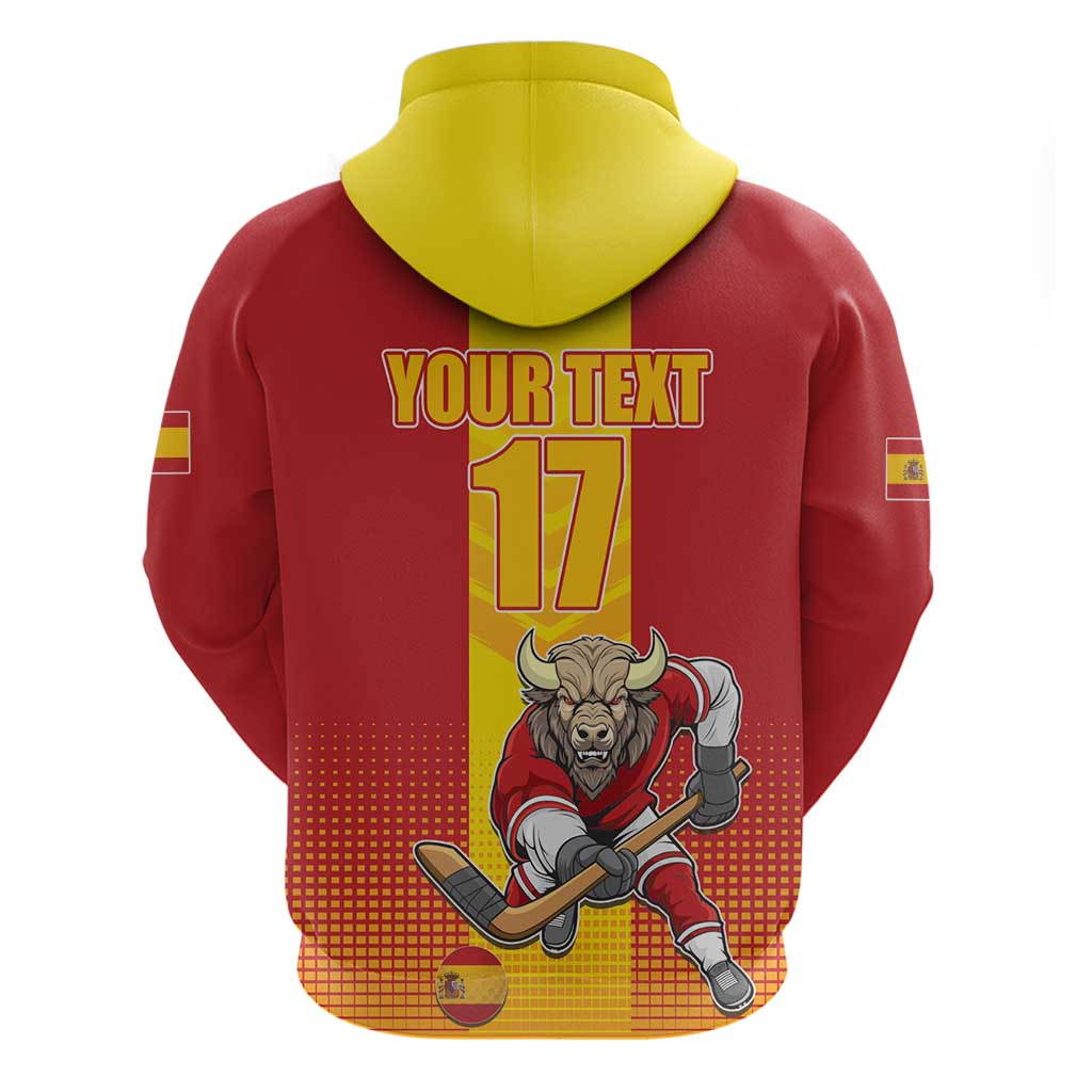 Custom Spain Field Hockey Zip Hoodie Sporty Style with Bull Mascot