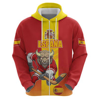 Custom Spain Field Hockey Zip Hoodie Sporty Style with Bull Mascot