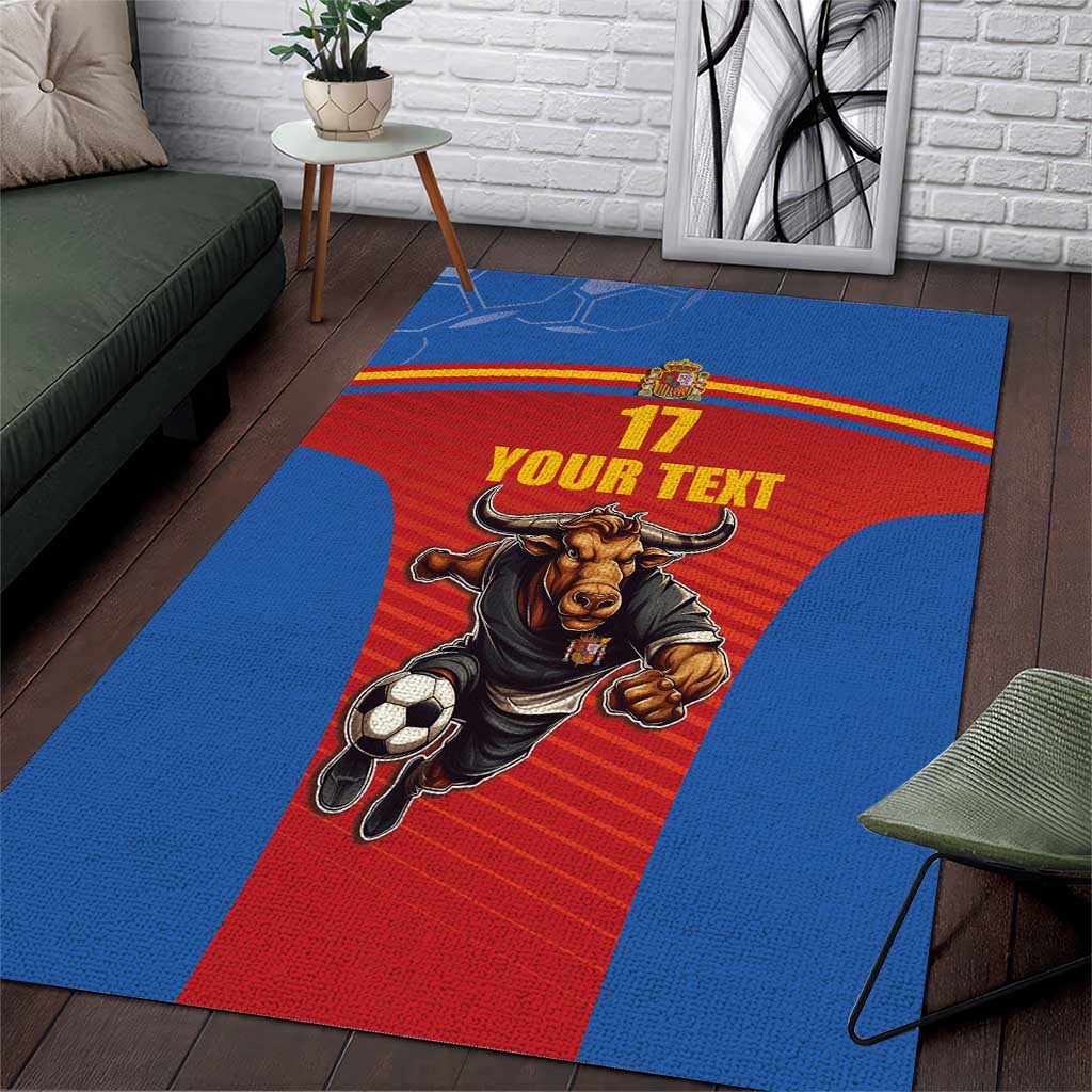 Custom Spain Football Go Champions Area Rug Sporty Style with Bull Mascot
