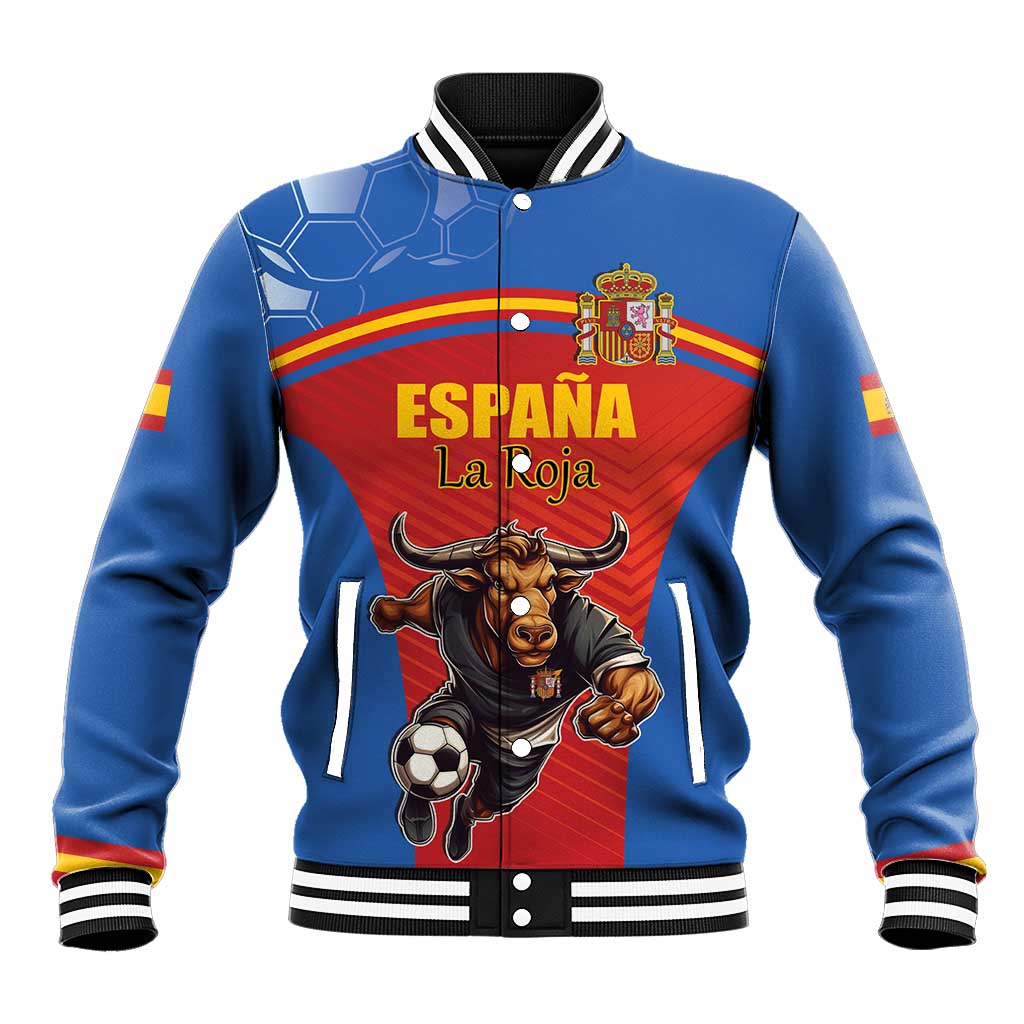 Custom Spain Football Go Champions Baseball Jacket Sporty Style with Bull Mascot