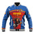 Custom Spain Football Go Champions Baseball Jacket Sporty Style with Bull Mascot