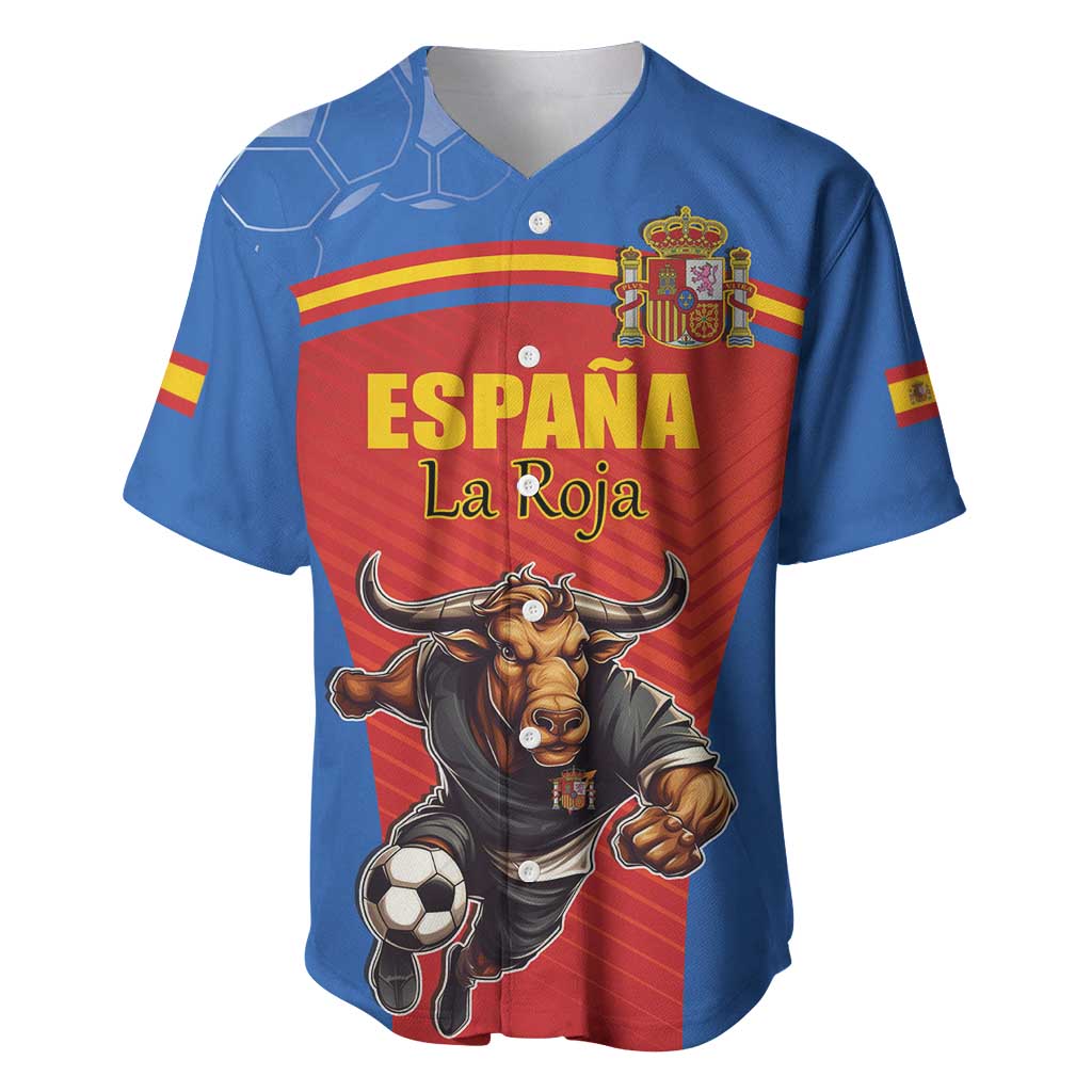 Custom Spain Football Go Champions Baseball Jersey Sporty Style with Bull Mascot