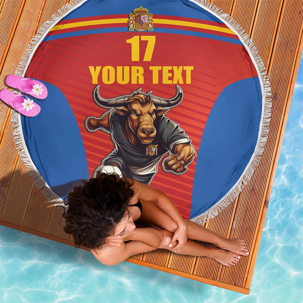 Custom Spain Football Go Champions Beach Blanket Sporty Style with Bull Mascot