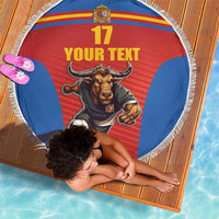 Custom Spain Football Go Champions Beach Blanket Sporty Style with Bull Mascot