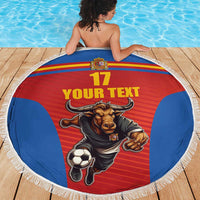 Custom Spain Football Go Champions Beach Blanket Sporty Style with Bull Mascot