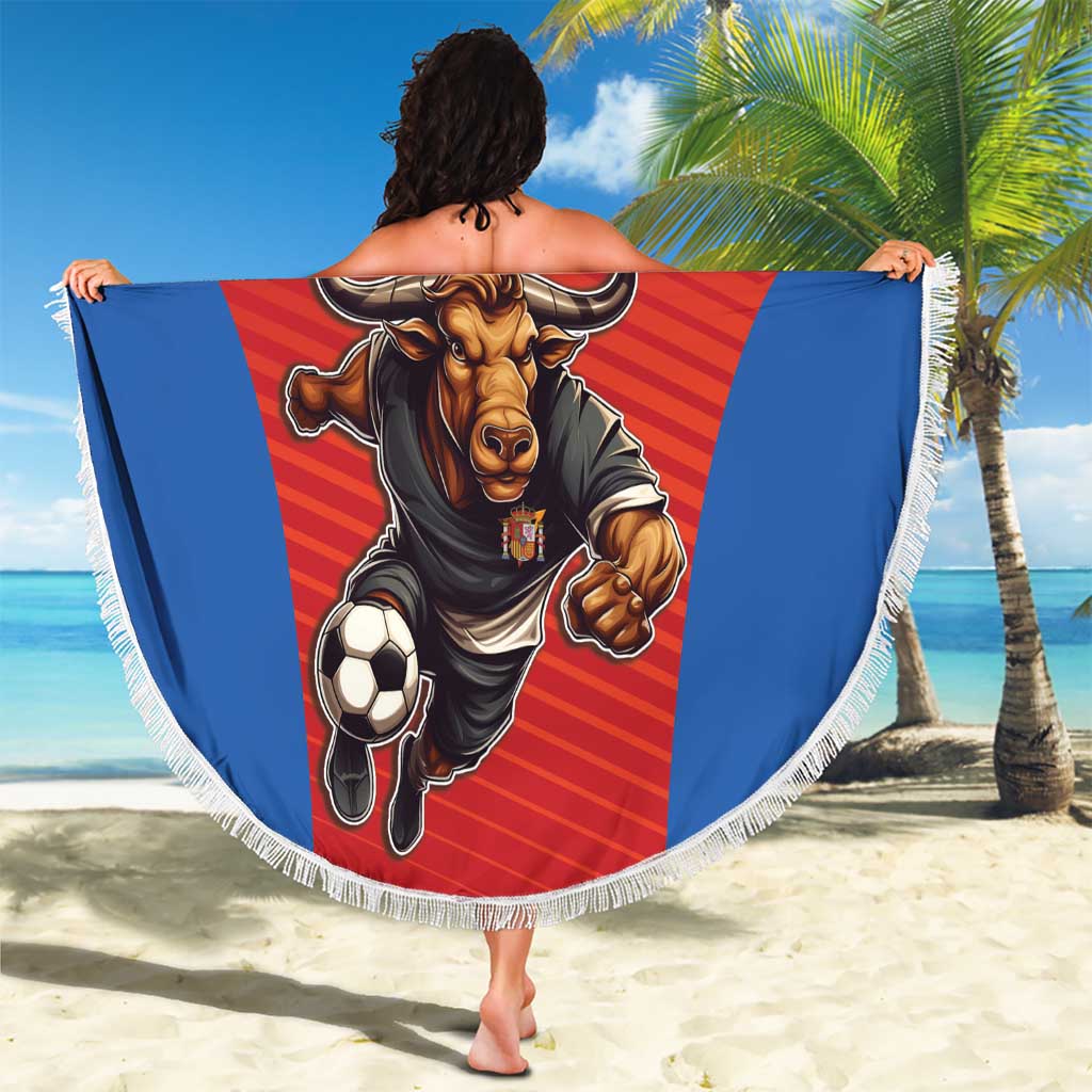 Custom Spain Football Go Champions Beach Blanket Sporty Style with Bull Mascot