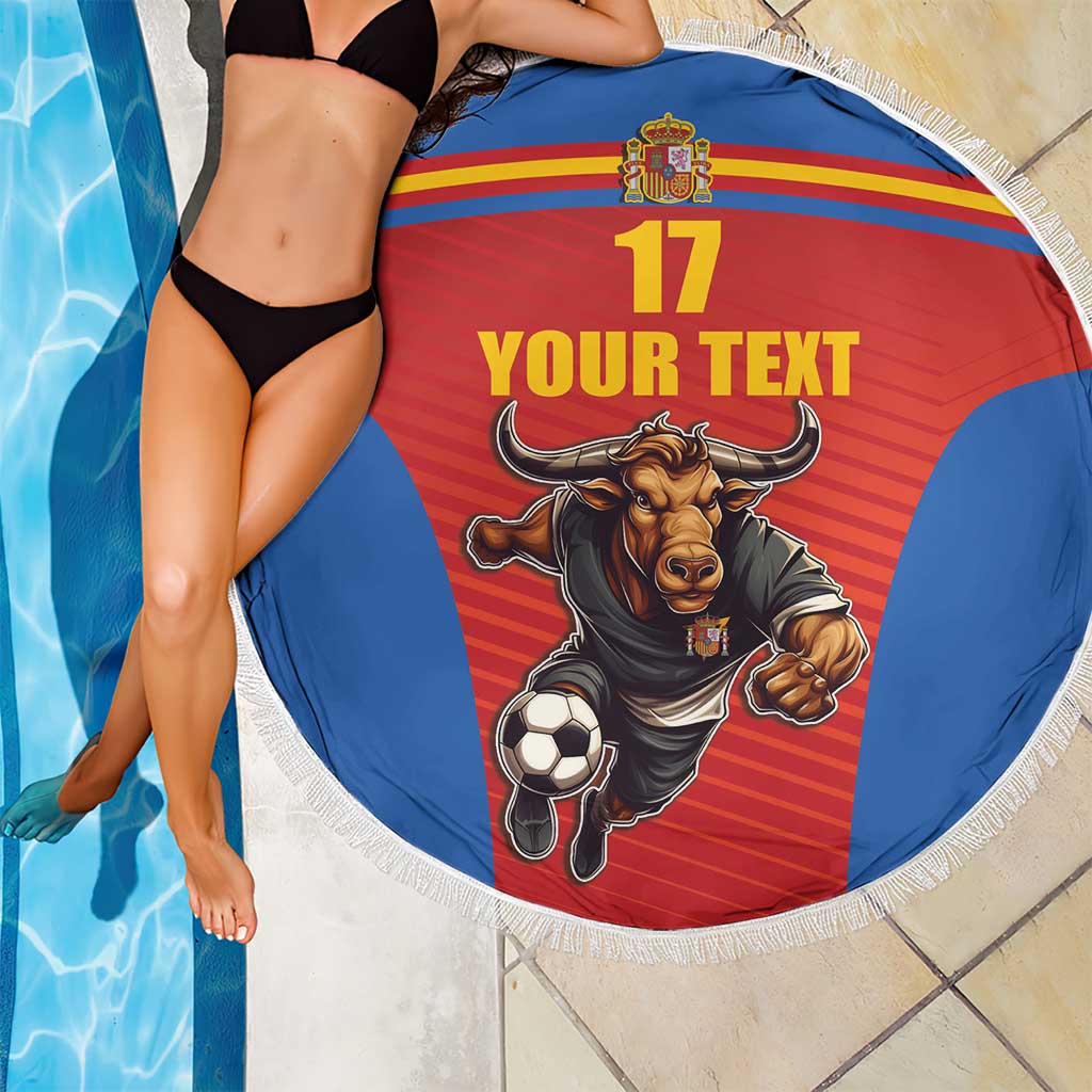 Custom Spain Football Go Champions Beach Blanket Sporty Style with Bull Mascot