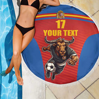 Custom Spain Football Go Champions Beach Blanket Sporty Style with Bull Mascot