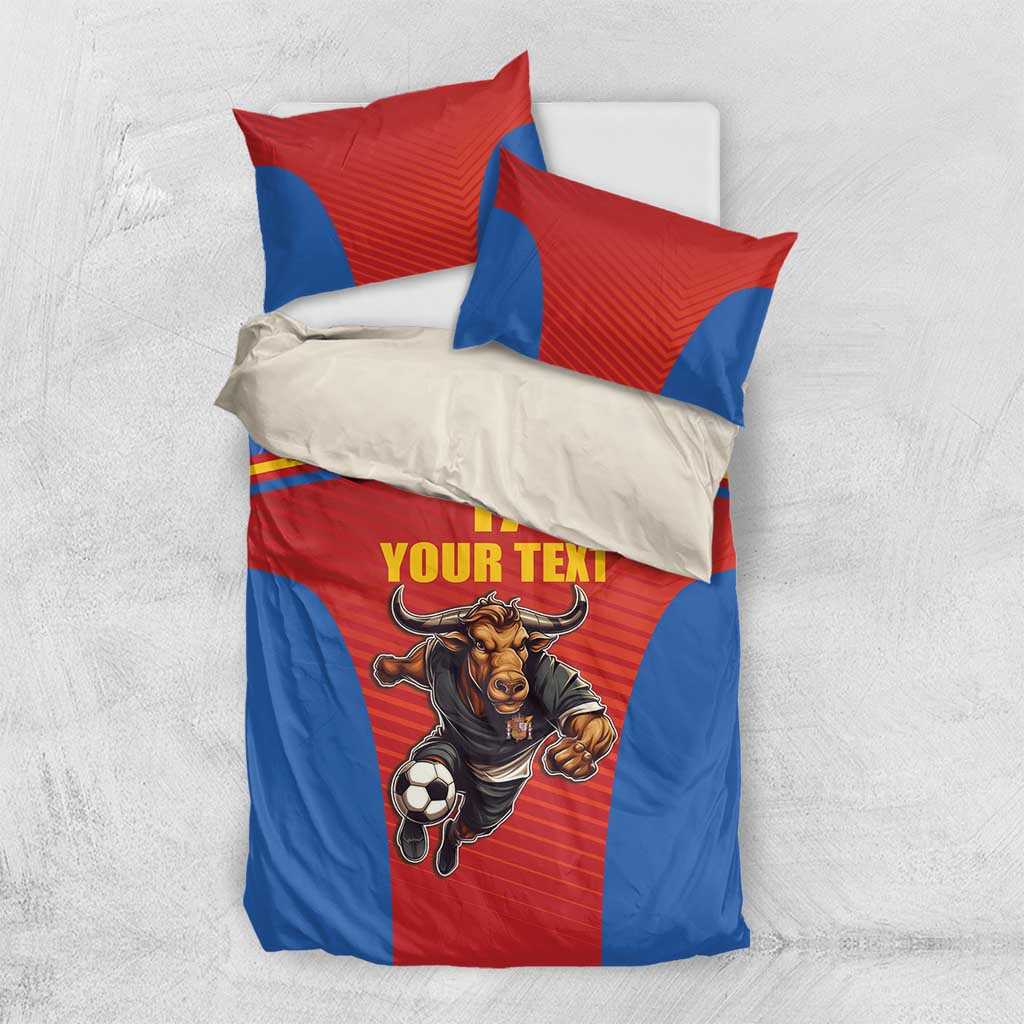 Custom Spain Football Go Champions Bedding Set Sporty Style with Bull Mascot