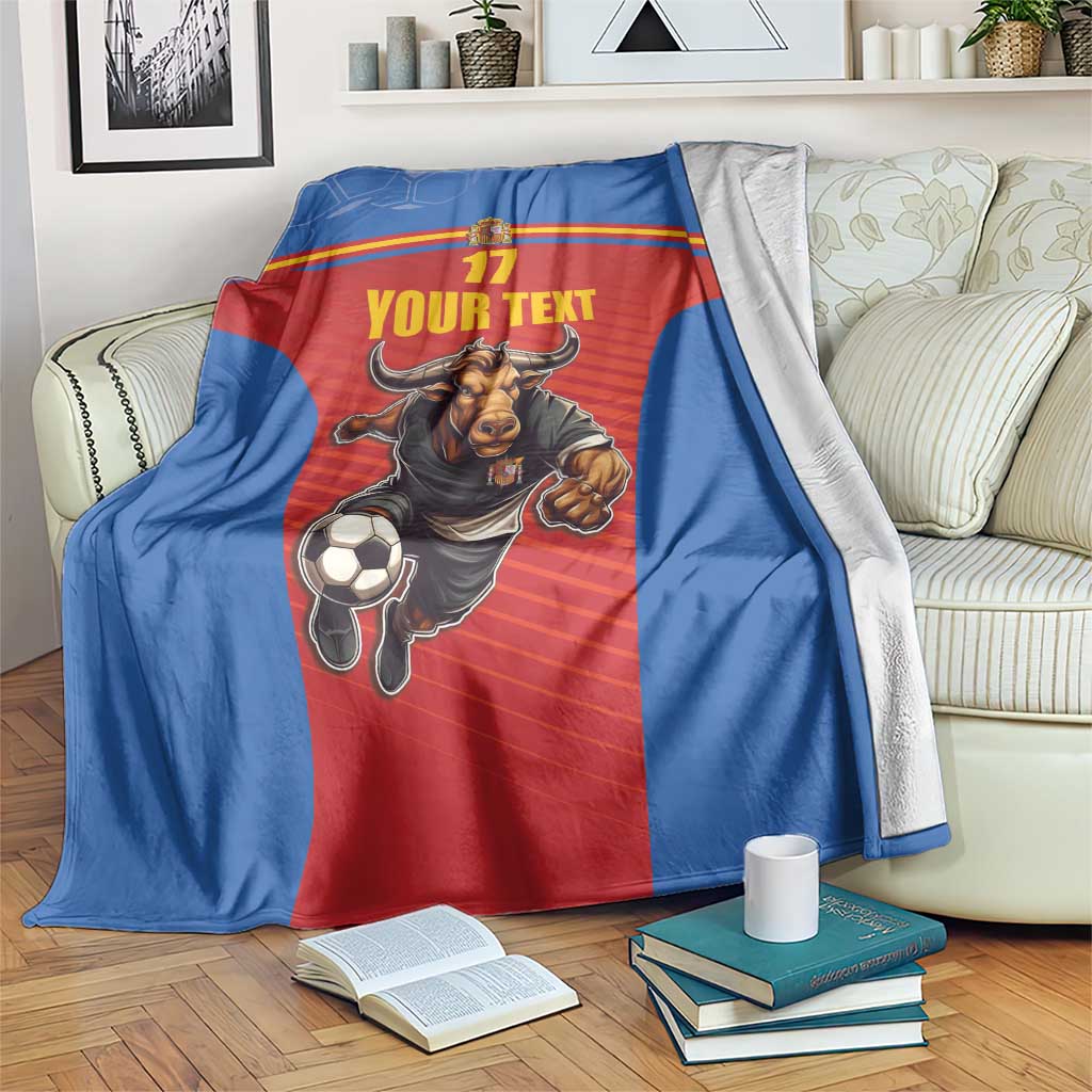 Custom Spain Football Go Champions Blanket Sporty Style with Bull Mascot