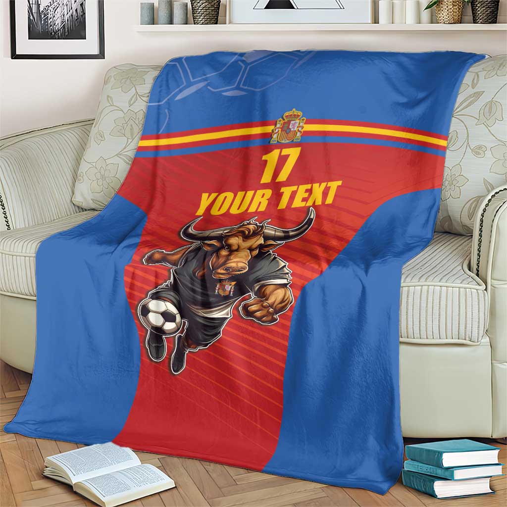 Custom Spain Football Go Champions Blanket Sporty Style with Bull Mascot