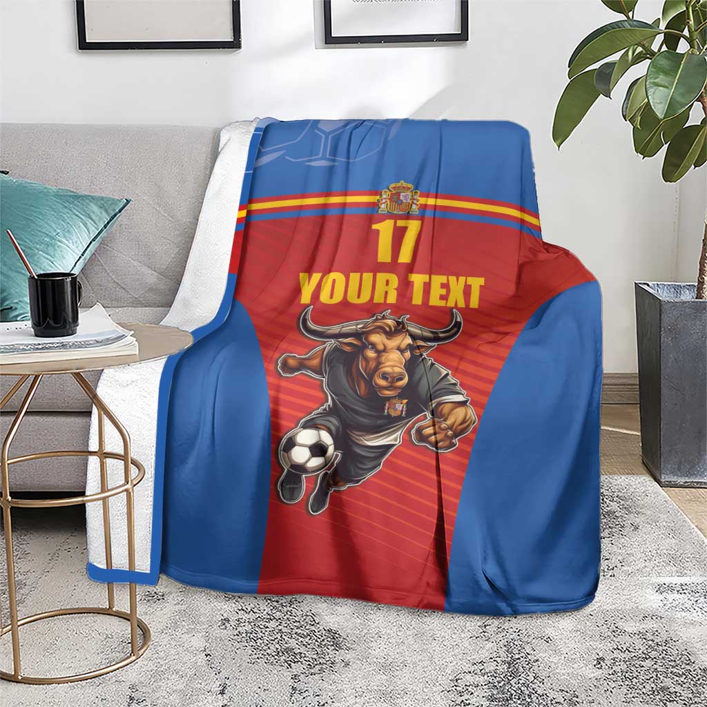 Custom Spain Football Go Champions Blanket Sporty Style with Bull Mascot