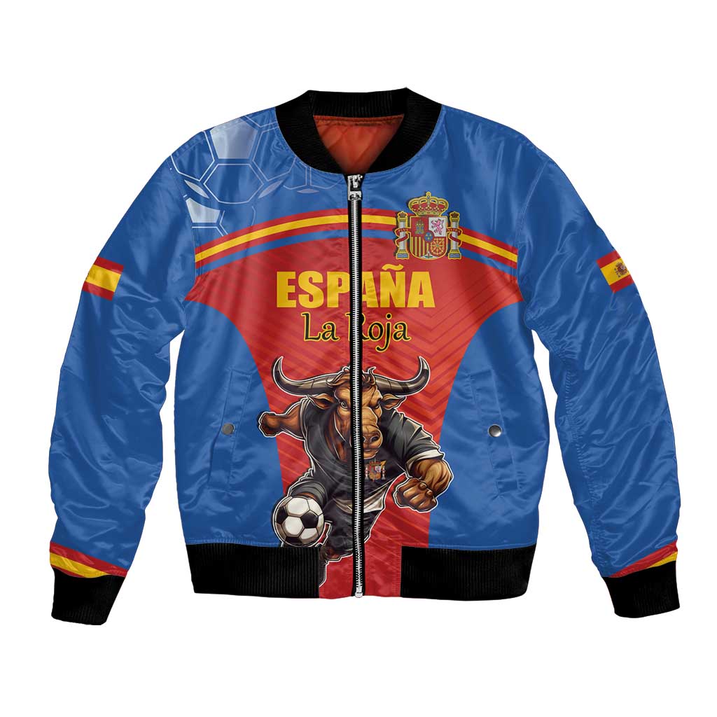 Custom Spain Football Go Champions Bomber Jacket Sporty Style with Bull Mascot