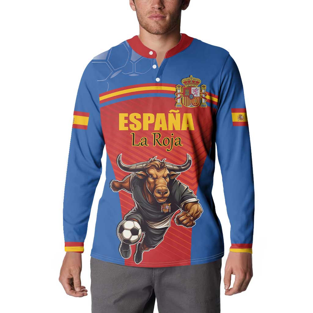 Custom Spain Football Go Champions Button Sweatshirt Sporty Style with Bull Mascot