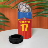 Custom Spain Football Go Champions 4 in 1 Can Cooler Tumbler Sporty Style with Bull Mascot