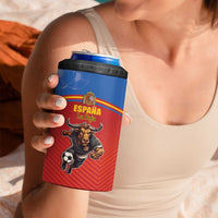 Custom Spain Football Go Champions 4 in 1 Can Cooler Tumbler Sporty Style with Bull Mascot