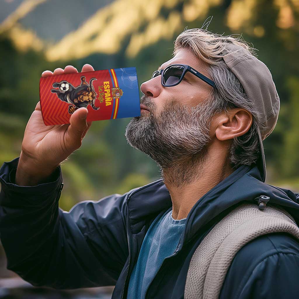 Custom Spain Football Go Champions 4 in 1 Can Cooler Tumbler Sporty Style with Bull Mascot