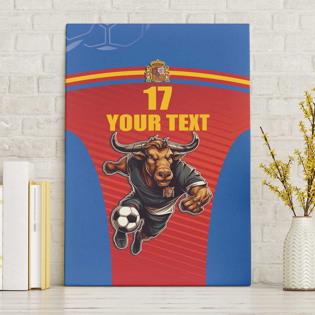 Custom Spain Football Go Champions Canvas Wall Art Sporty Style with Bull Mascot