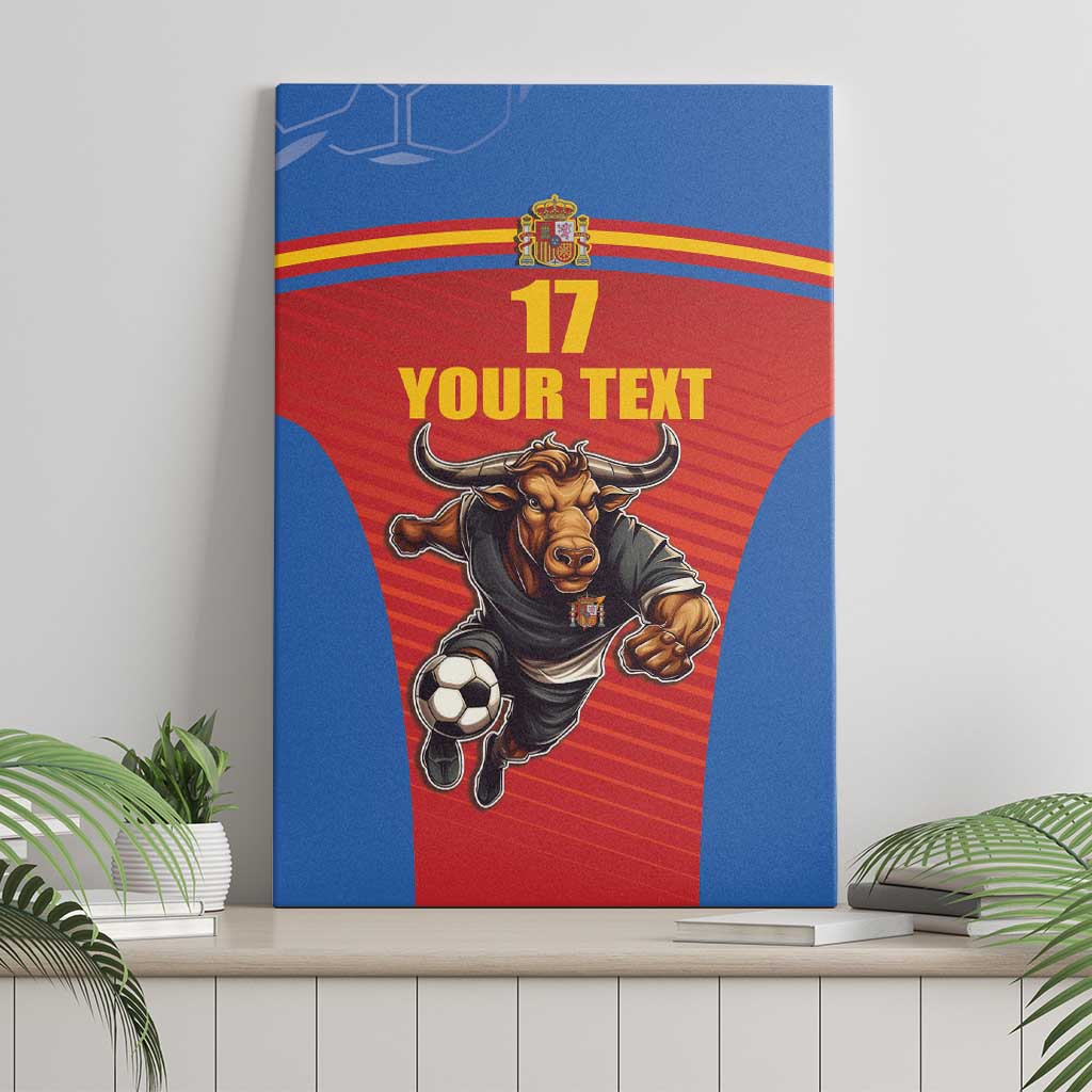 Custom Spain Football Go Champions Canvas Wall Art Sporty Style with Bull Mascot