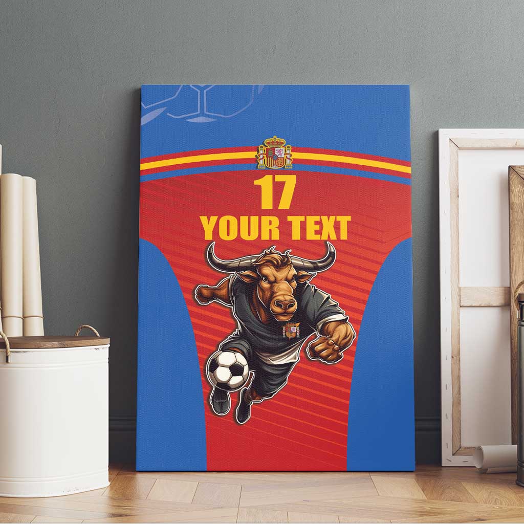 Custom Spain Football Go Champions Canvas Wall Art Sporty Style with Bull Mascot