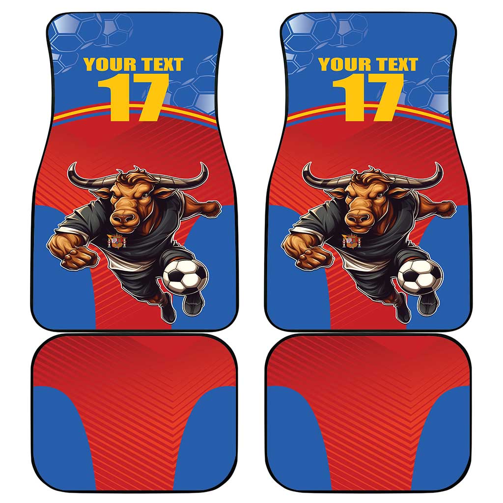 Custom Spain Football Go Champions Car Mats Sporty Style with Bull Mascot
