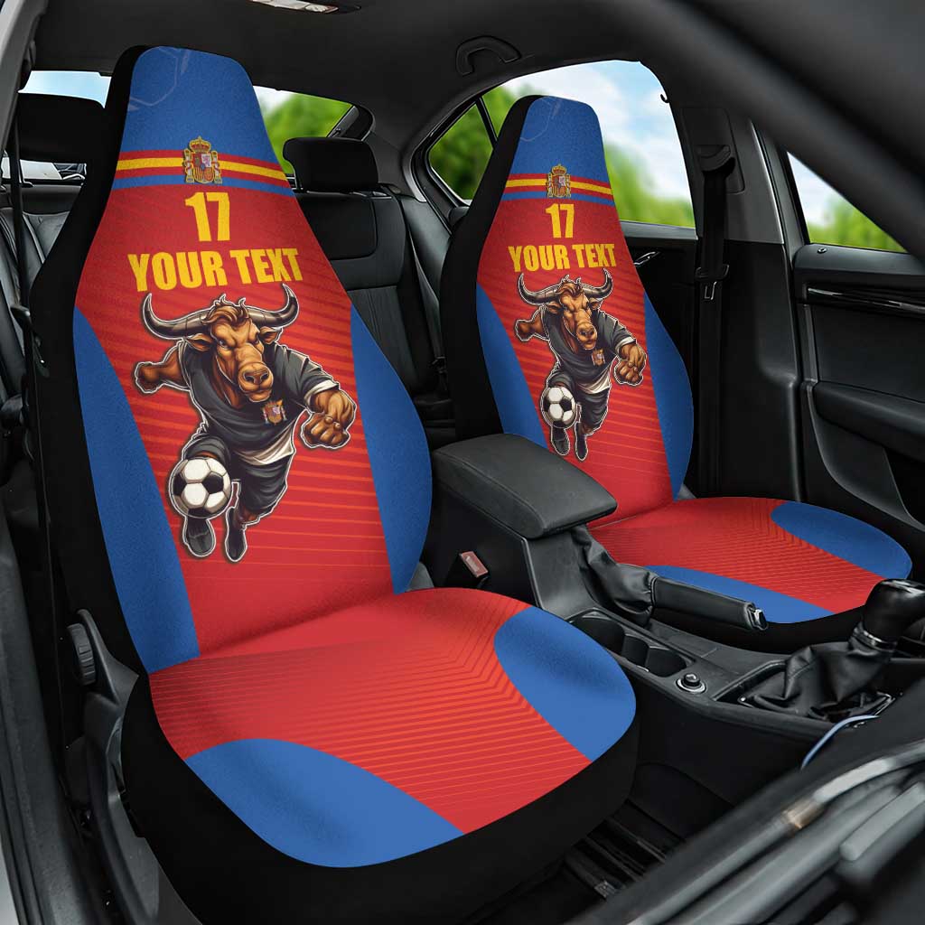 Custom Spain Football Go Champions Car Seat Cover Sporty Style with Bull Mascot