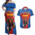 Custom Spain Football Go Champions Couples Matching Off Shoulder Maxi Dress and Hawaiian Shirt Sporty Style with Bull Mascot