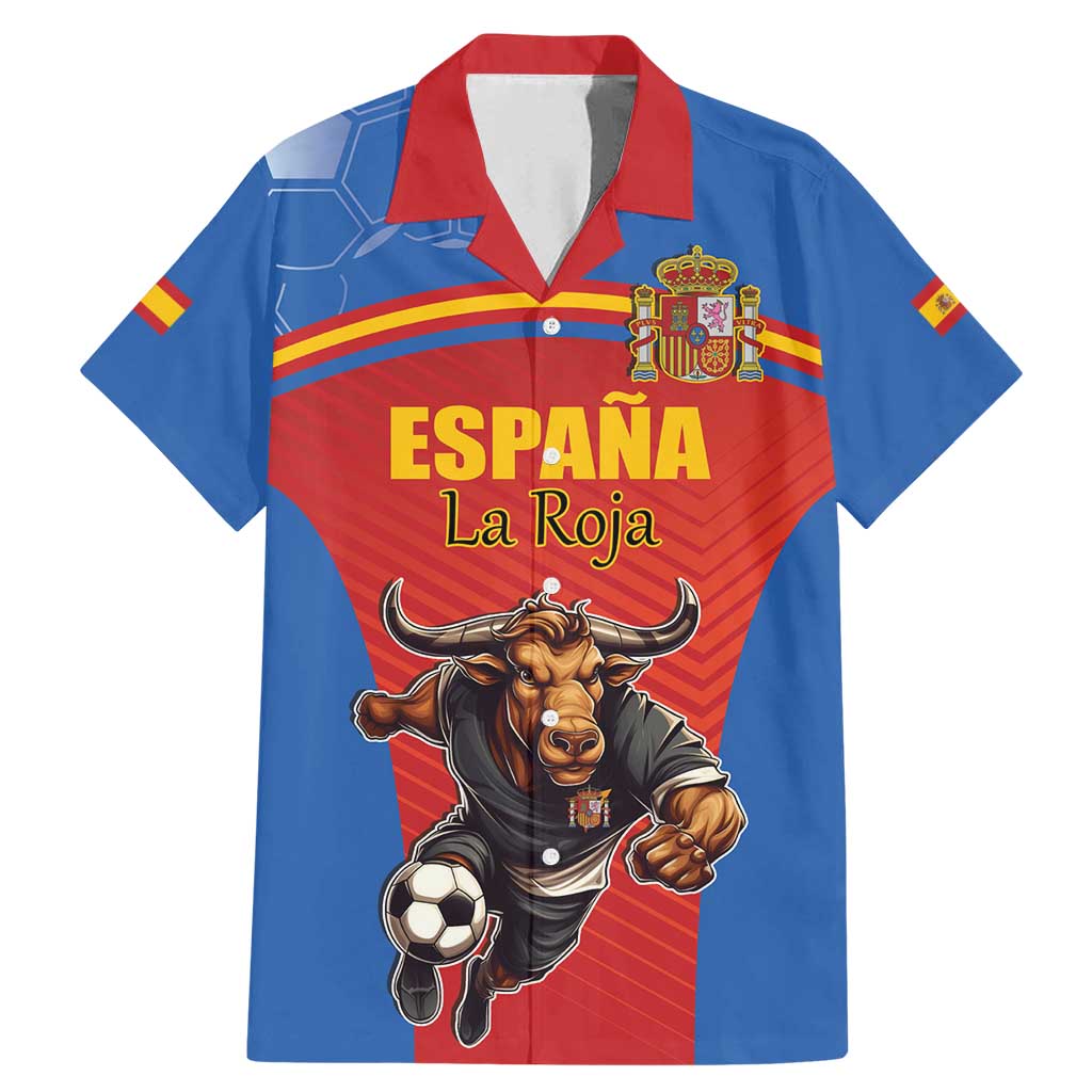 Custom Spain Football Go Champions Family Matching Mermaid Dress and Hawaiian Shirt Sporty Style with Bull Mascot