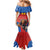 Custom Spain Football Go Champions Family Matching Mermaid Dress and Hawaiian Shirt Sporty Style with Bull Mascot