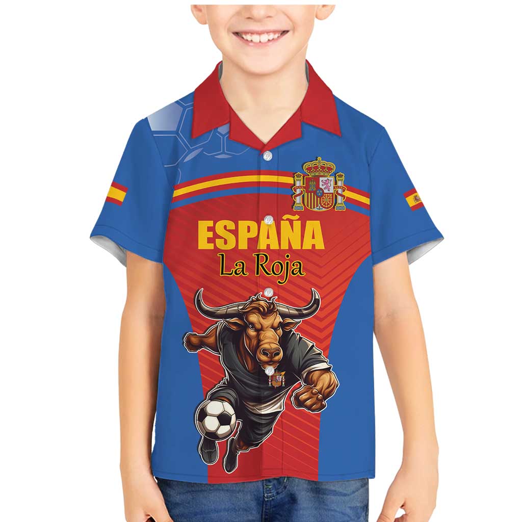 Custom Spain Football Go Champions Family Matching Mermaid Dress and Hawaiian Shirt Sporty Style with Bull Mascot