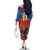 Custom Spain Football Go Champions Family Matching Off The Shoulder Long Sleeve Dress and Hawaiian Shirt Sporty Style with Bull Mascot
