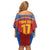 Custom Spain Football Go Champions Family Matching Off Shoulder Short Dress and Hawaiian Shirt Sporty Style with Bull Mascot