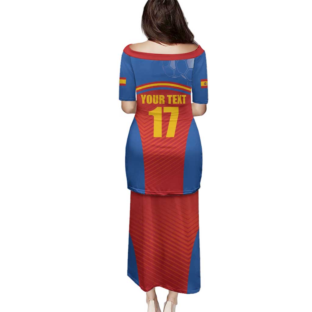 Custom Spain Football Go Champions Family Matching Puletasi and Hawaiian Shirt Sporty Style with Bull Mascot