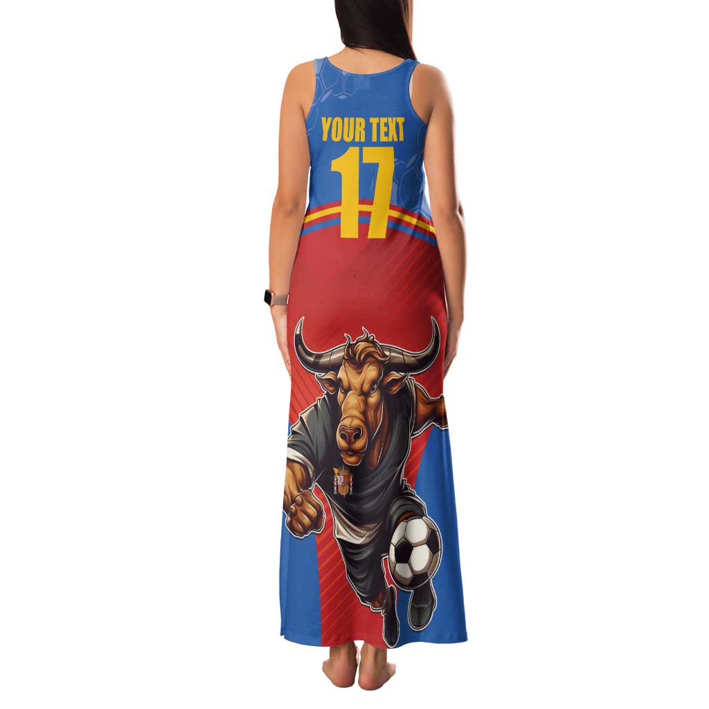 Custom Spain Football Go Champions Family Matching Tank Maxi Dress and Hawaiian Shirt Sporty Style with Bull Mascot