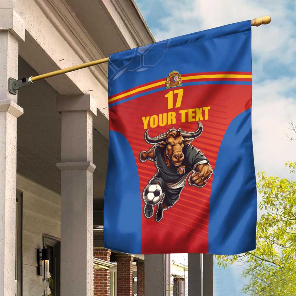Custom Spain Football Go Champions Garden Flag Sporty Style with Bull Mascot
