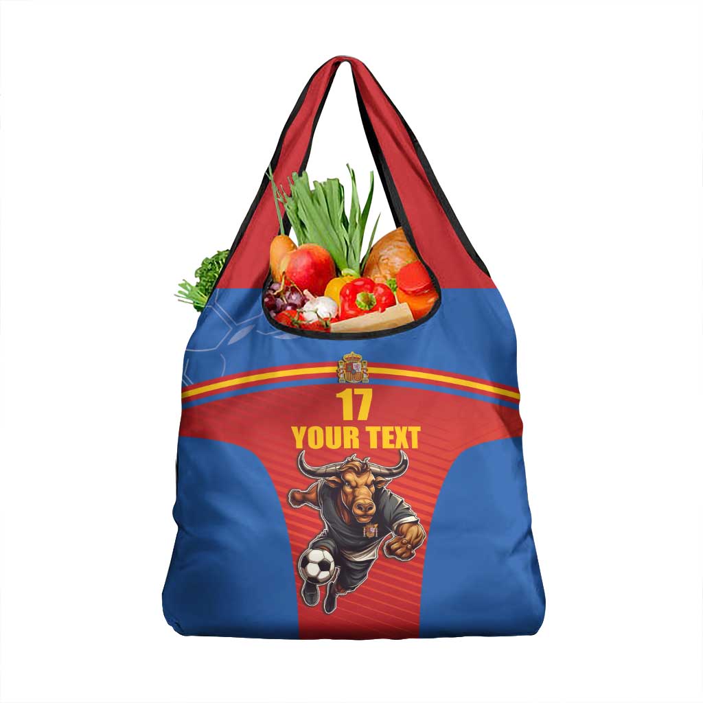 Custom Spain Football Go Champions Grocery Bag Sporty Style with Bull Mascot