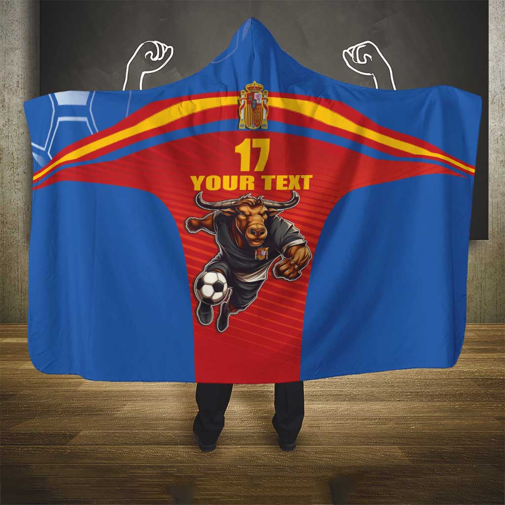 Custom Spain Football Go Champions Hooded Blanket Sporty Style with Bull Mascot