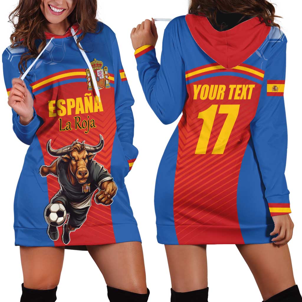 Custom Spain Football Go Champions Hoodie Dress Sporty Style with Bull Mascot
