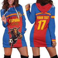 Custom Spain Football Go Champions Hoodie Dress Sporty Style with Bull Mascot