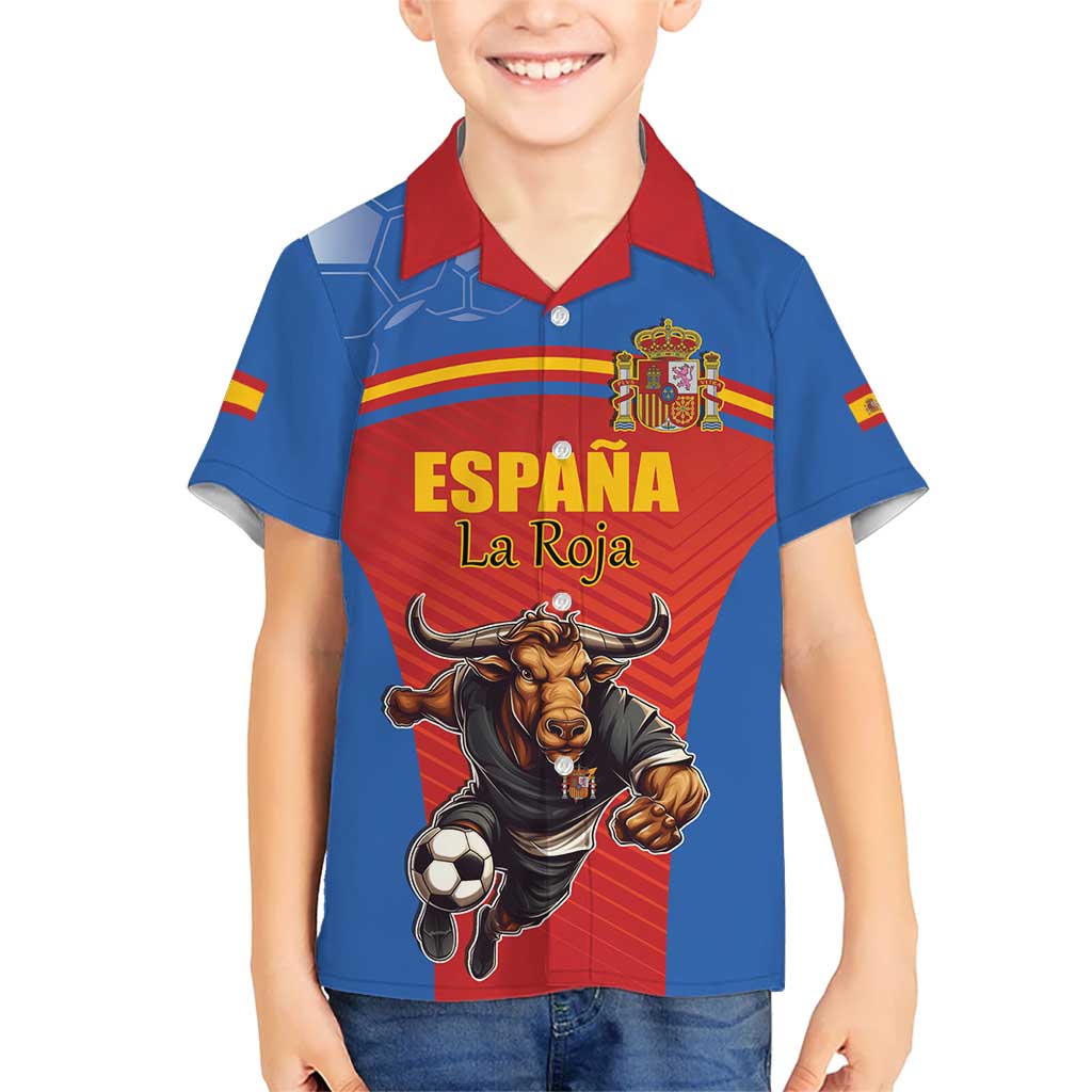 Custom Spain Football Go Champions Kid Hawaiian Shirt Sporty Style with Bull Mascot