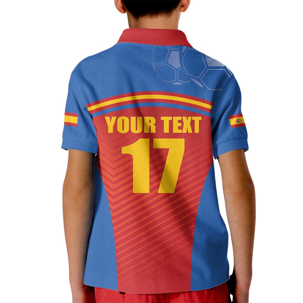 Custom Spain Football Go Champions Kid Polo Shirt Sporty Style with Bull Mascot
