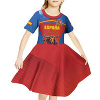 Custom Spain Football Go Champions Kid Short Sleeve Dress Sporty Style with Bull Mascot