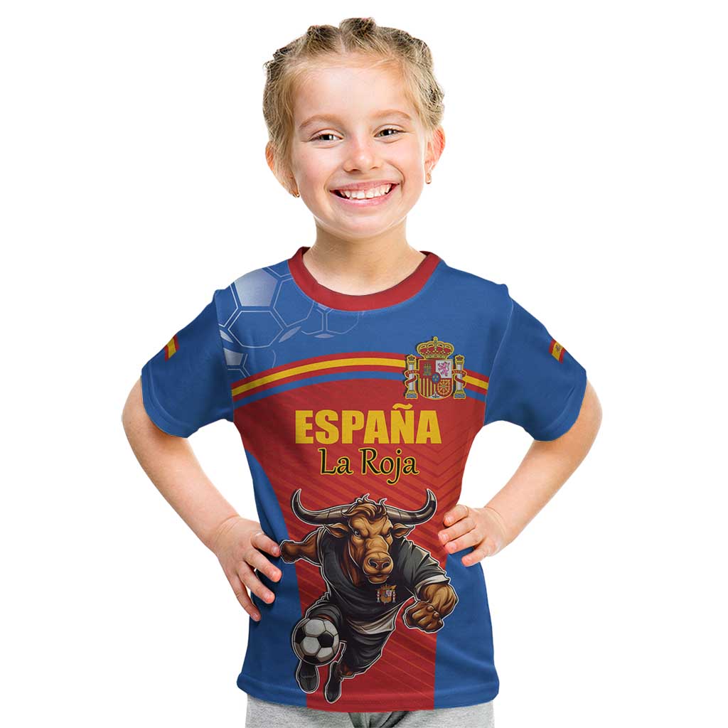 Custom Spain Football Go Champions Kid T Shirt Sporty Style with Bull Mascot