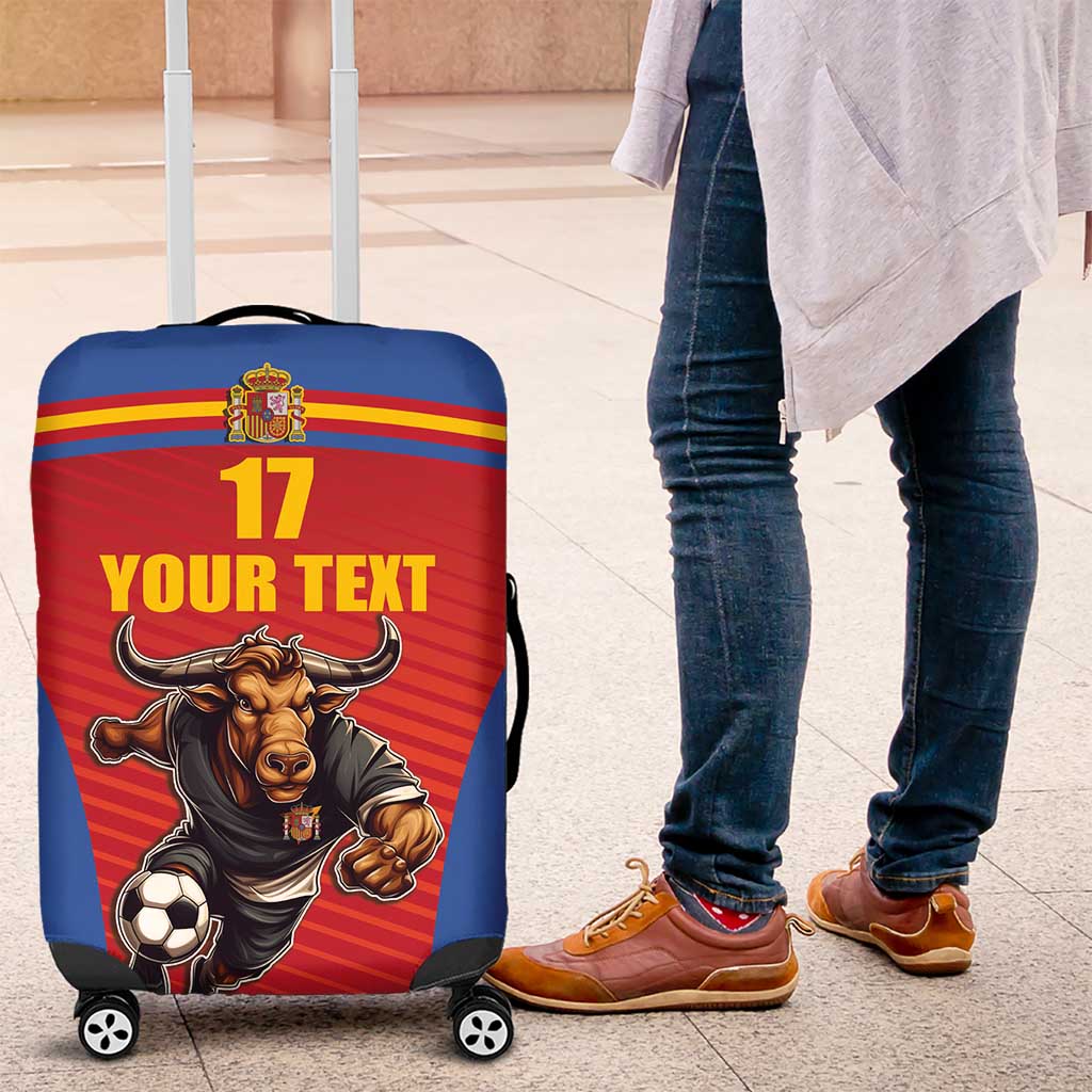 Custom Spain Football Go Champions Luggage Cover Sporty Style with Bull Mascot