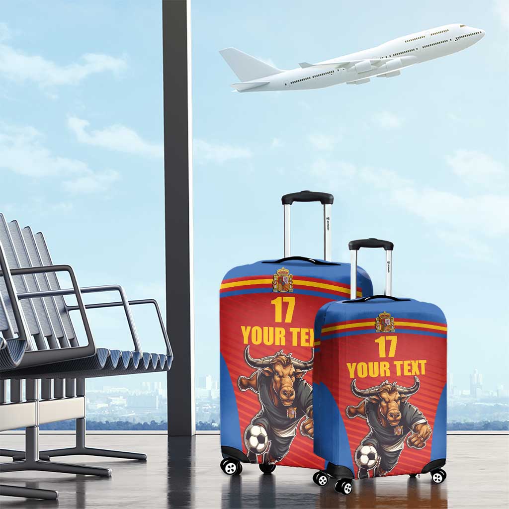 Custom Spain Football Go Champions Luggage Cover Sporty Style with Bull Mascot
